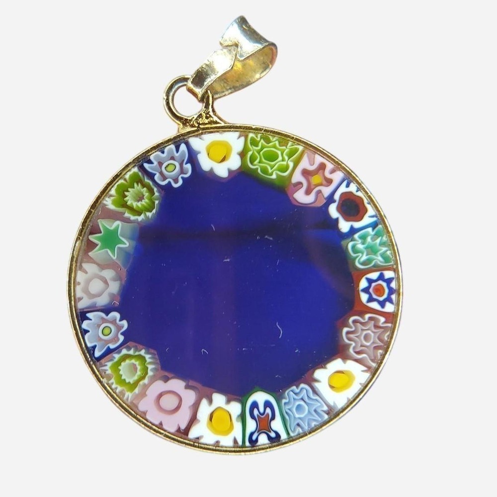Vtg Signed AMV Antica Murrina Venezia -Italiani glass 925 Vermeil Pendant